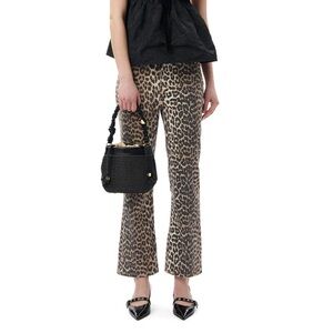 Ganni Betzy Cropped Jeans in Leopard. Size 30.